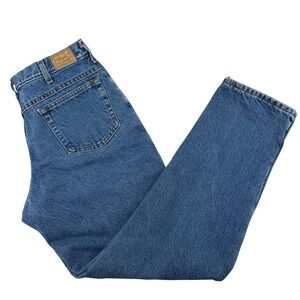 VTG LL Bean Flannel Lined Straight Leg Jeans Mens 34x32 Blue Plaid USA Denim